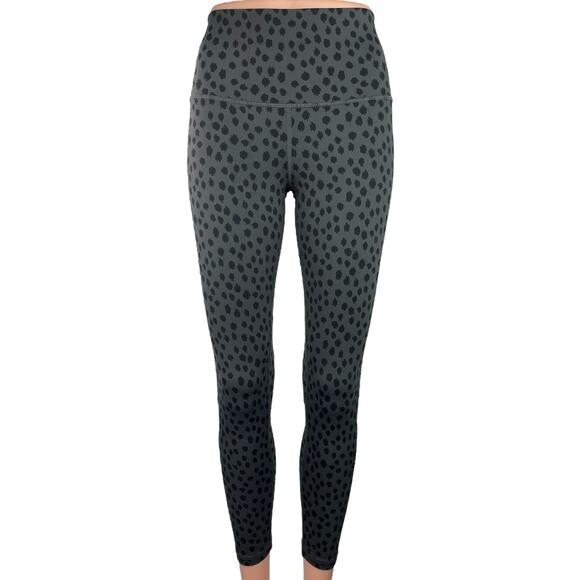 Aerie Black Gray Leopard Print High Rise Pull On Yoga Athletic Leggings Size M - Picture 1 of 4